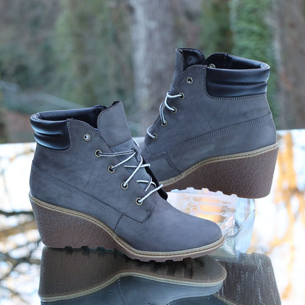 Timberland Amston Wedge 6 Inch Boots Grey - Picture 6 of 13